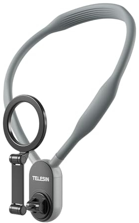 TELESIN Magnetic Neck Mount for Phones, Neck Cell Phone Holder POV/Vlog Selfie Mount Hand Free Phone Neck Holder Chest Stand Strap Video Recording for iPhone 17 16 15 14 13 12 Seires Android Phones
