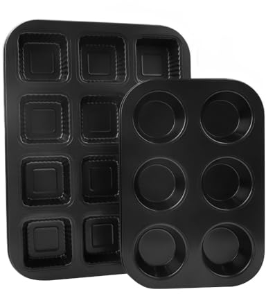 Bugucat Brownie Backform 2er-Pack,Muffinform Brötchen Backform Muffinblech,Individuelle Brownieform Muffin Backform für 12+6 Muffins Backform Antihaftbeschichtet Backblech für Cupcake Brownie Kuchen