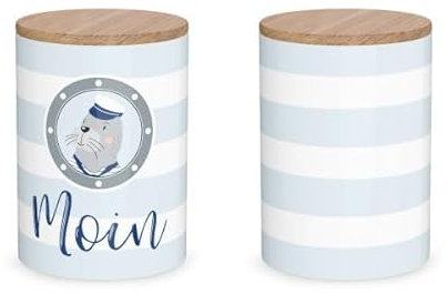 Rungassi Frischhaltedose Vorratsbehälter Keksdose Vorratsdose 1L Keramik (Seehund - Moin)