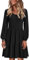 Zeagoo Damen Kleider V Ausschnitt Langarm Winterkleid Knielang Casual Lockeres Kleid Herbst Tunikakleid mit Taschen Schwarz XL