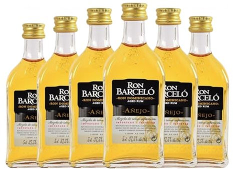 Ron Barceló Añejo Botellín Miniatura 5 cl (Caja de 6 Botellín Miniatura de 5 cl)