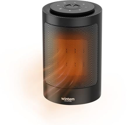 Wintem Termoventilatore da Tavolo 1500W Oscillante e a Basso Consumo - Ideale per un Riscaldamento in Pochissimo tempo in Camera, Bagno o Ufficio con 2 Livelli di Potenza