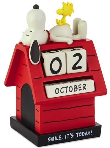 Hallmark SNOOPY & WOODSTOCK Perpetual Calendar, Doghouse, Red
