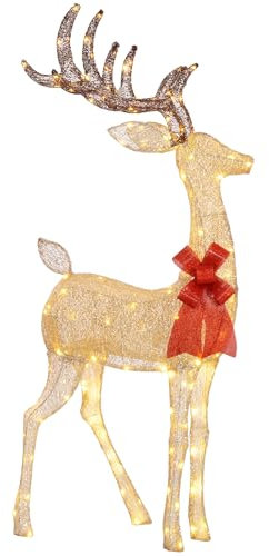 Outsunny LED Rentier Weihnachtsdeko mit 137 warmweißen LEDs Weihnachtsbeleuchtung Weihnachtsdekoration Weihnachtsfigur für Außen & Innen