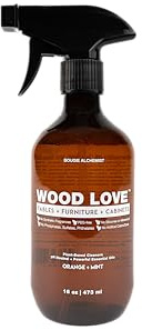 Wood Love® – Wood Furniture Cleaner Spray – Daily Wood Cleaner for Tables, Cabinets & Home Surfaces – 99% Plant-Based, Safe for All Finished Wood – Gentle Light Conditioning – 16oz, Made in USA