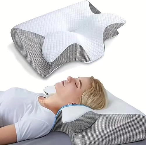 SWZEC SOYA Paris Oreiller 2.0 Oreiller Ergonomique Cervical 2 en 1 - Oreiller Orthopédique à Mémoire de Forme pour Dormir sur Le Dos et Le Côté, Confort Optimal pour la Nuque