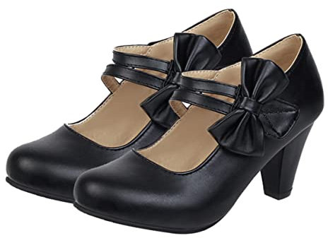 DEARMAMY Fashion Women High Heels Creative Bowknot Stylish Single Shoes Comfortable Rubber Sole for Weddings Black