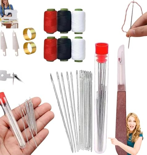 37PCS Sewing Tool Set, Needle and Thread Kit, Portable Needles Thread Hand Repair Tools, Multi-Purpose Needle and Thread Kit for Beginners, Adults, DIY Lovers
