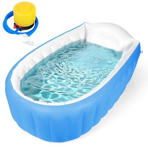 AUYAO Vasca da Bagno Portatile per Bambino, Bagnetto Gonfiabile, Antiscivolo Gonfiabile Vasca da Bagno da Bambini e Neonati, con Pompa, Portatile Vaschetta Bagnetto Neonato per Viaggio