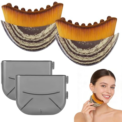 2 Pcs Cepillo Facial de Contorno Linfático,Cepillo Facial de Cepillado en Seco,Lymphatic Contour Face Brush,Masajeador de Drenaje linfático,Aliviando la Fatiga Facials para Cara Barbilla Mandíbula (A)