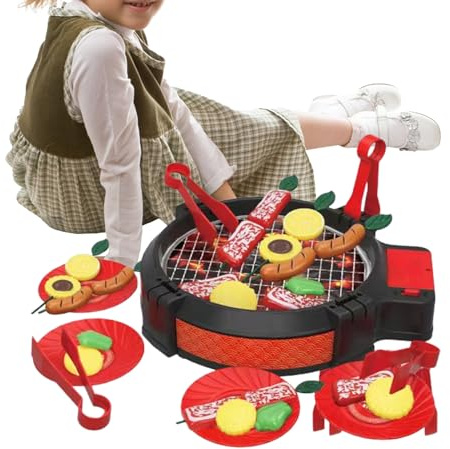 Kids Grill - Electric Pretend Bbq Toy | Children's Simulated Barbecue Kitchen Playset | Plasticc Role Play Cooking Toy | Automatic Flipping Grill For Boys And Girls | Fun Interactive Outdoor And Indoo