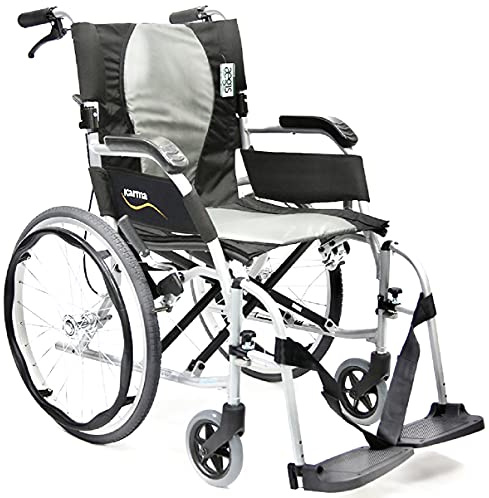 Karman Ergonomic Wheelchair Ergo Flight with Quick Release Axles in 16 Seat, Pearl Silver Frame