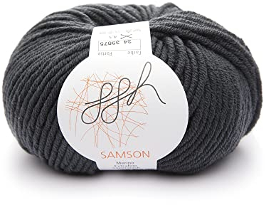 ggh Samson - Merino Wolle (mulesing free) Lauflänge ca. 85m auf 50g - Wolle zum Stricken oder Häkeln - Farbe 034 - Anthrazit