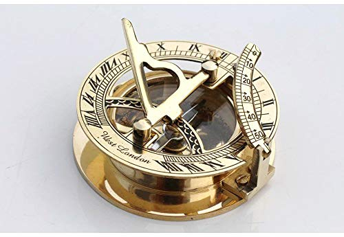 Bussola con meridiana, strumento nautico da collezione, in ottone, idea regalo per appassionati di