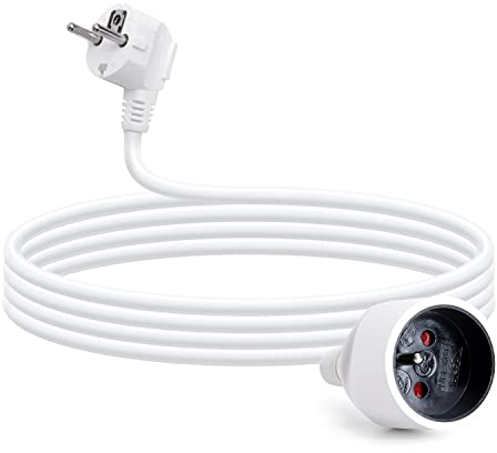 Aigostar - Rallonge de 2 Mètres, Jusqu'à 2300W, Protection Enfant, Prise 16A / 250V, Câble Type H05VV-F 3G1.0mm² Couleur blanche