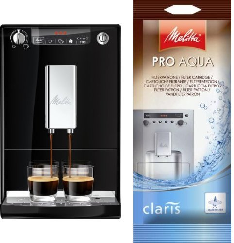 Melitta Caffeo Solo E950-101 Cafetera Superautomática con Molinillo, 15 Bares, Café en Grano para Espresso + Pro Aqua Cartucho de Filtro Descalcificador, Plastique