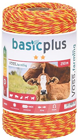 VOSS.farming Weidezaun Litze 250m, 3x0,16 NIRO, gelb-orange 1