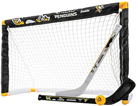 Franklin Sports NHL Mini Hockey Goal + Stick Set - Pittsburgh Penguins