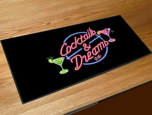 Artylicious Cocktails and Dreams Bar Runner Mat - Alfombrilla de bar para el hogar, accesorios para bar