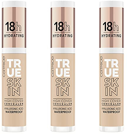 Catrice True Skin High Cover Concealer, Abdeckstift, Nr. 020 Warm Beige, nude, Anti-Pickel, langanhaltend, mattierend, matt, natürlich, vegan, ölfrei, wasserfest, 3er Pack (3 x 4,5ml)