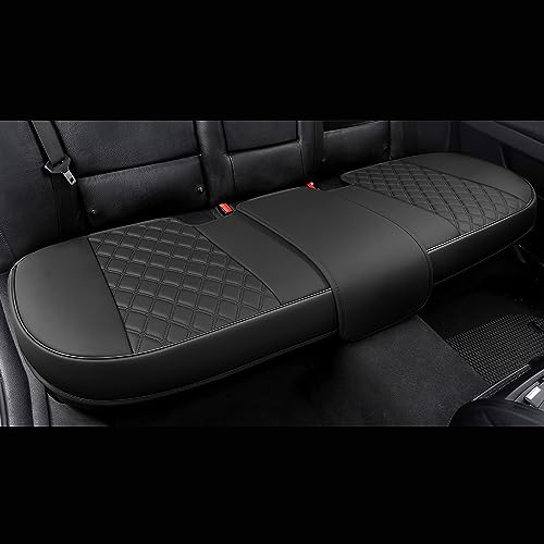 Black Panther PU-Leder Sitzauflage Rückbank Auto, passend für 90% Aller 4-türigen Autos, Raute gesteppt – Schwarz