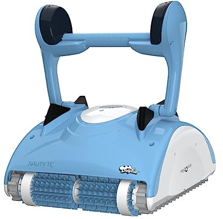 Dolphin Nauty TC - Robot Piscine Fond Parois et Ligne d'eau, Piscine Jusqu'à 12m de Longueur, Cycles 1h ou 3h, Caddy et Télécommande