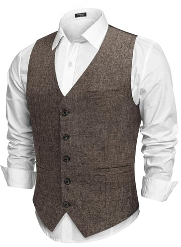 COOFANDY Men Casual Suit Vest Formal Dress Vest Slim Fit Waistcoat Business Wedding
