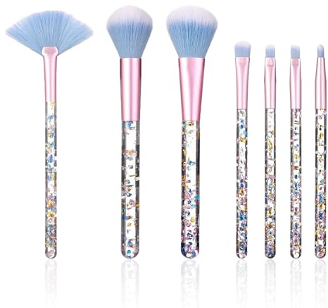 7 piece clear makeup brush set, crystal sequin handle, glitter eye shadow brush, beauty accessories, suitable for makeup application