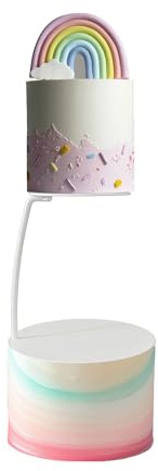 ANGYGH 1PC Top 3.93'' High 5.9'' Base 5.9'' White Metal Modern Cake Stand Floating Cake Separator Stand Wedding Birthday Party Valentine's Day Decorative Christmas Cake Decoration Compartment Stand