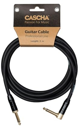 Cascha Professional Line Guitar Cable, Angled, Black, 6m