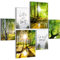 Novart Wandbilder Set Wald Landschaft Grün - KEIN EXTRA RAHMEN BENÖTIGT - Modern Deko - Wohnzimmer Schlafzimmer Flur N036663a