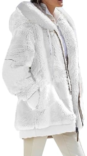 Mis Pedidos, Abrigos Mujer Invierno Bolsillo Comodo Básico Cálido Traje Halloween Abrigo Mujer Invierno Casual Gracioso Plumifero Ligero Mujer Navideño Cortavientos Suéter Otoño 01 Blanco XL