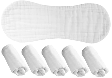 Toyvian 6pcs Cotton Muslin Burp Cloths for Absorbent Washable Diapers Reusable Pee Pads Soft Hand Towels for Newborns for Daily Use and Girls