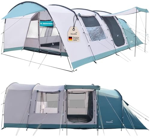 Skandika Tunnelzelt Hafslo 6 XL Sleeper Protect | Campingzelt für 6 Personen, Sleeper Technologie, Eingenähter Zeltboden, Vordach, 5000 mm Wassersäule | Großes Familienzelt, Zelt, Outdoor, Camping
