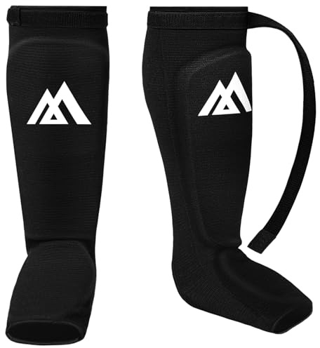 Flintronic 1 Paio Parastinchi da Calcio, Antiurto Parastinchi per Arti Marziali, con Protezione del Collo del Piede, Traspirante Antiscivolo Manica Protettiva per Polpacci, per MMA Taekwondo Boxe -L