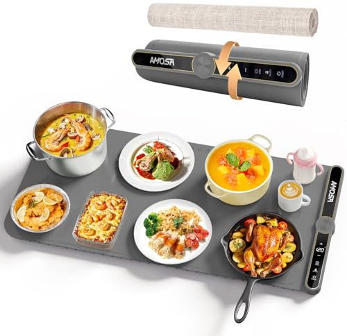 AMOSA Warming Mat for Food, Extra Large Roll Up Food Warming Mat