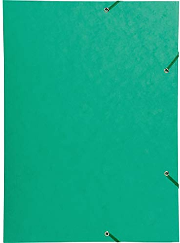 Exacompta - Ref. 59515E - Elastic Folder with 3 Flaps Glossy Card 600 GSM - A3 - Green