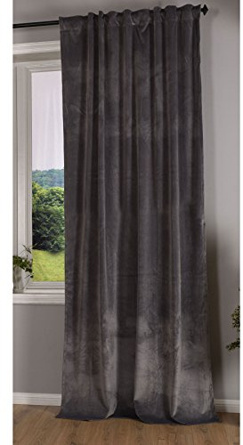 Gardinenbox Milano 20357 - Tenda oscurante in velluto, con passanti e passante per tunnel, accorciabile, grigio, 1 pezzo, altezza x larghezza 280 x 135 cm, 20357