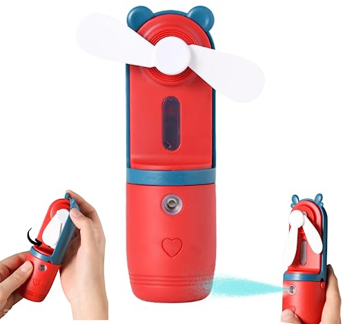 Crethink Handheld Water Fan, 3 in 1 Misting Hand Fan, 3 Speeds Portable Mini Fan Rechargeable Battery Powered Fan, Mini USB Personal Fan for Girls/Women/Kids Outdoor Travel Home Office