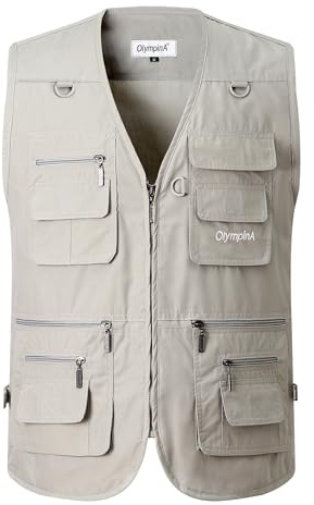 Luckyone Chaleco de verano para hombre al aire libre chaleco para perros con muchos bolsillos chaleco multifunción para caza, pesca, camping, chaqueta sin mangas para fotografía, senderismo chaleco