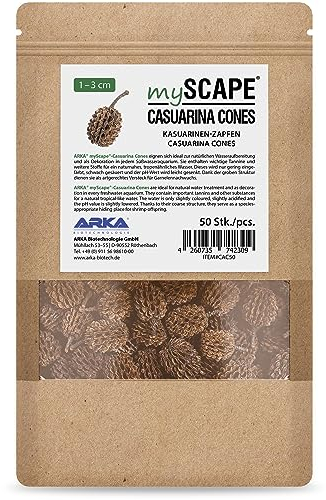ARKA mySCAPE-Casuarina Cones - 50 pièces - Conditionneur d'eau Naturel, crée des Conditions similaires à celles des Tropiques dans Les Aquariums d'eau Douce, idéal pour Les crevettes.