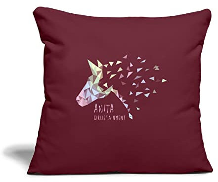 Spreadshirt Anita Girlietainment Pferd Low Poly Design Kissenbezug 45x45 cm, One Size, Burgunderrot