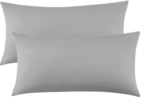 BEDSURE Kissenbezug 40 x 80 2er Set - 100% Baumwolle Kopfkissenbezug 40x80, Kissenbezüge mit Reißverschluss, Kissenhülle - Weich Atmungsaktiv und Langlebig, Oeko-TEX Zertifiziert, Hellgrau
