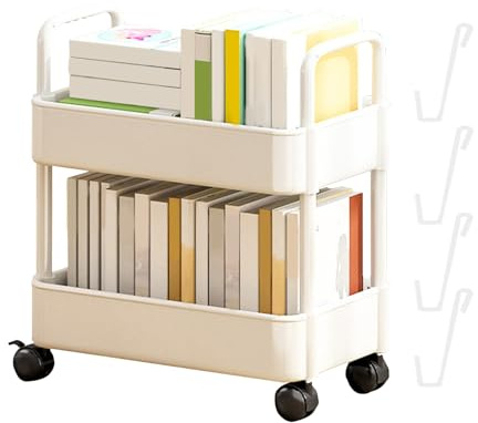 Carrello a 2 Ripiani, Carrello portaoggetti su Ruote, Carrello Mobile con Ruote, Carrello Multiuso per Camera da Letto, Bagno, Ufficio