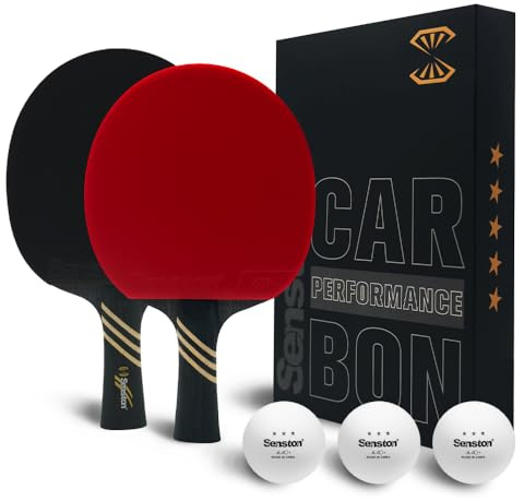 Senston - Racchetta da ping pong professionale con tecnologia in carbonio, set di racchette da ping pong per giocatori esperti, racchette da ping pong con controllo superiore per competizioni