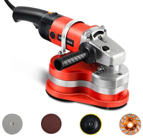 Amoladora de hormigón eléctrica profesional de 3 cabezales, cepilladora con cubierta de extracción de polvo, 2800 W, 2800 RPM, kit angular con asas auxiliares, pulidora de suelos 4 en 1.