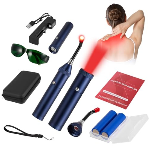 Appareil de thérapie par lumière rouge, lampe torche infrarouge 2 en 1 avec 5 LED (460 nm, 630 nm, 660 nm, 850 nm, 940 nm), stylo instrument rechargeable par USB