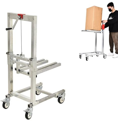 Carro elevador de material resistente de 33.5 pulgadas con ruedas de 4 pulgadas, apilador manual plegable para almacén, garaje y mudanzas, transpaleta de manejo seguro y fácil