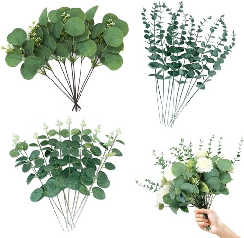 TILONKJ 30 pcs Ramas de Plantas Eucalipto Artificiales, Plantas Artificiales, Hojas de Flores Artificiale, Plantas Hiedra Plástico Decorativas per decorazioni domestiche, ufficio, matrimoni