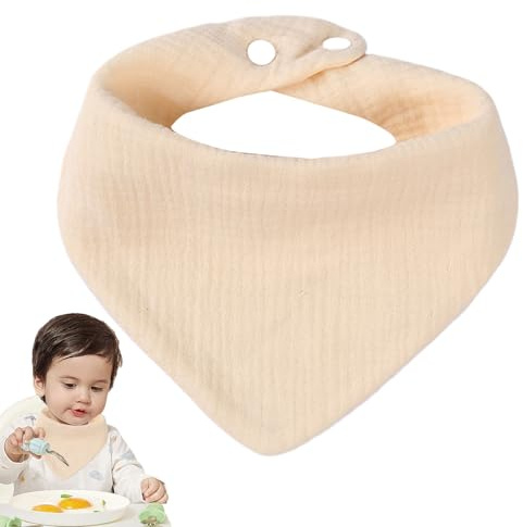 Haklapp bandana haklapp - mjuk bomullstriangel för småbarn, matningstillbehör för, absorberande handduk halsduk, halsvärmare för spädbarn, flickor och pojkar, bekväm haklapp, Beige färg, Se